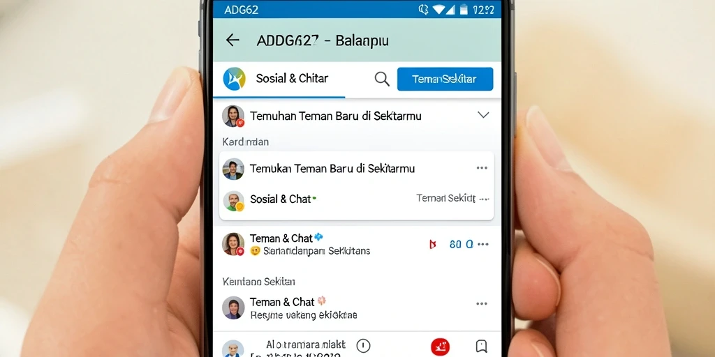 Tangkapan layar aplikasi ADG62 menampilkan antarmuka pencarian teman yang intuitif.