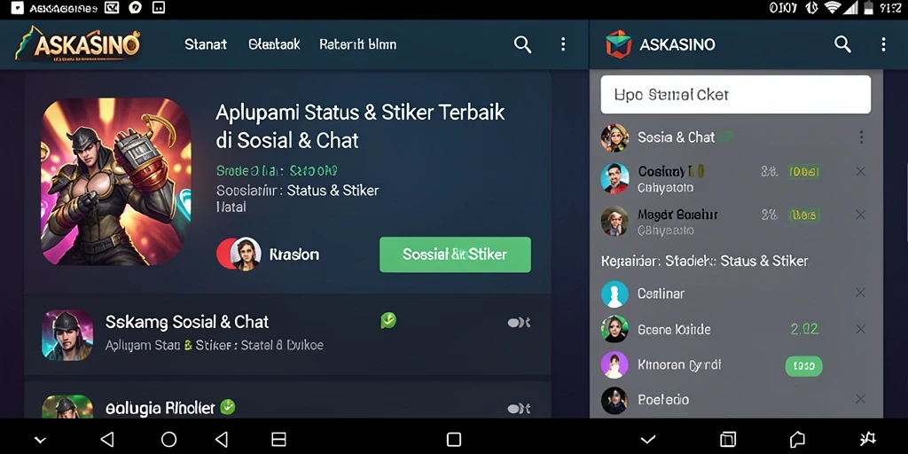 Tampilan antarmuka ASKASINO dengan berbagai stiker menarik.