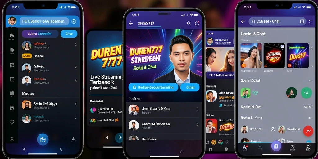 Tampilan antarmuka utama DUREN777 dengan fitur Live Streaming yang interaktif.