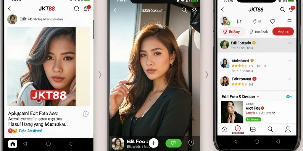 Antarmuka aplikasi JKT88 yang menarik untuk Edit Foto Aesthetic.