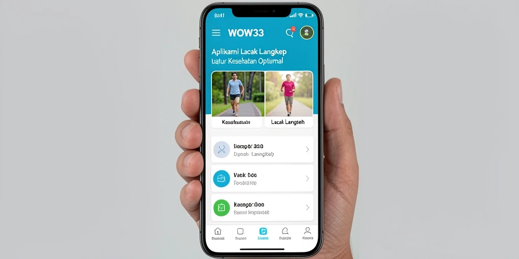 Antarmuka WOW33 menunjukkan jumlah langkah dan grafik kemajuan pengguna.